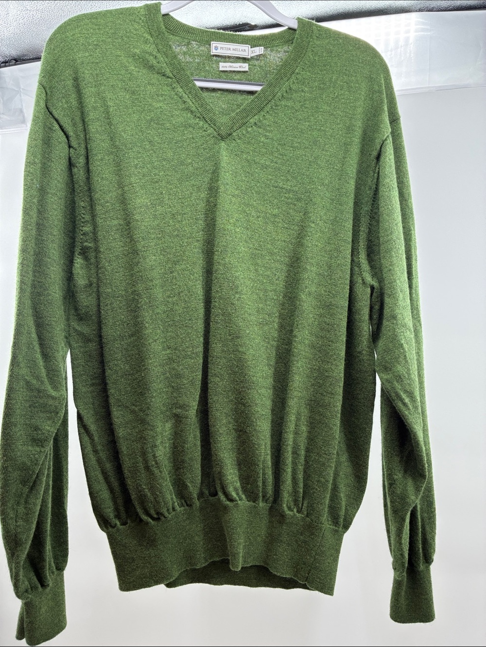 Peter Millar Olive Green V-Neck Cashmere Blend Sweater